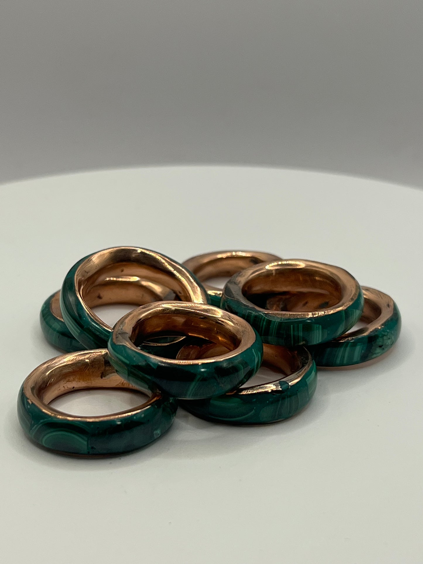 Copper-Inlaid Malachite Ring