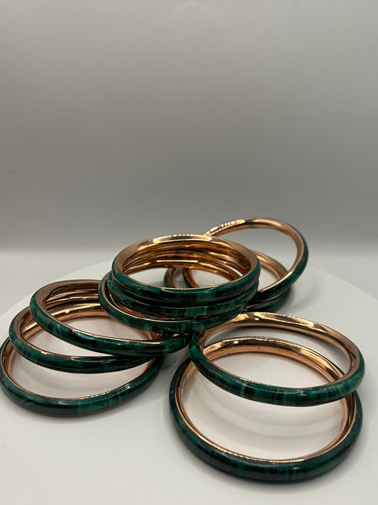 Copper-Inlaid Malachite Bangle